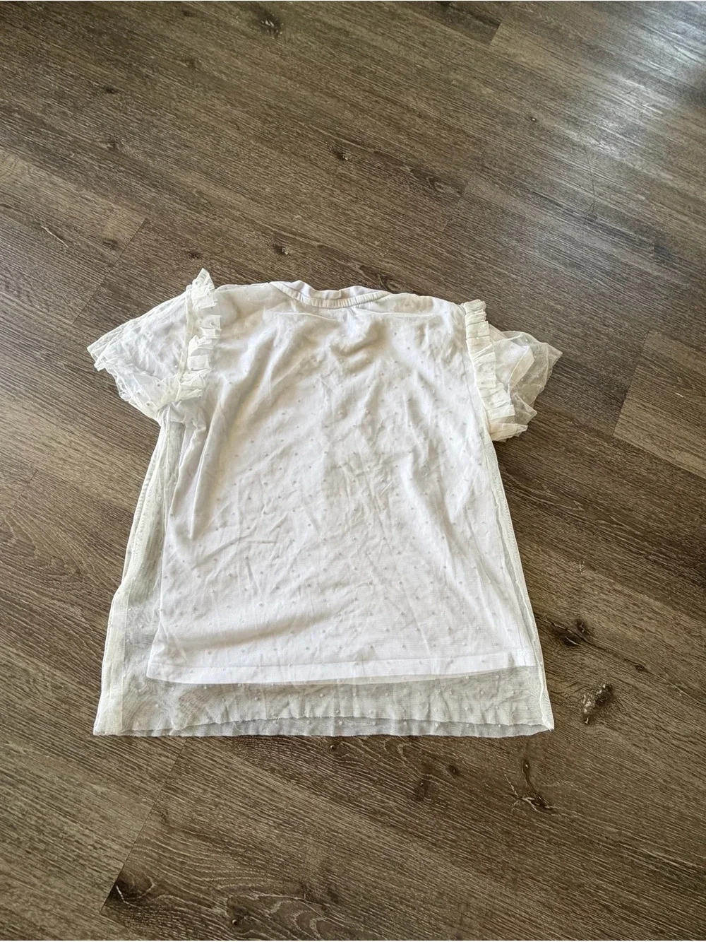 All Saints White Graphic Tulle Sleeve Tee